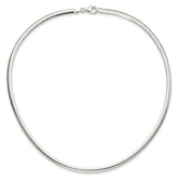 Sterling Silver 925 Omega Necklace, 18 Inch, 4mm Width, Polished Finish, Lobster Clasp